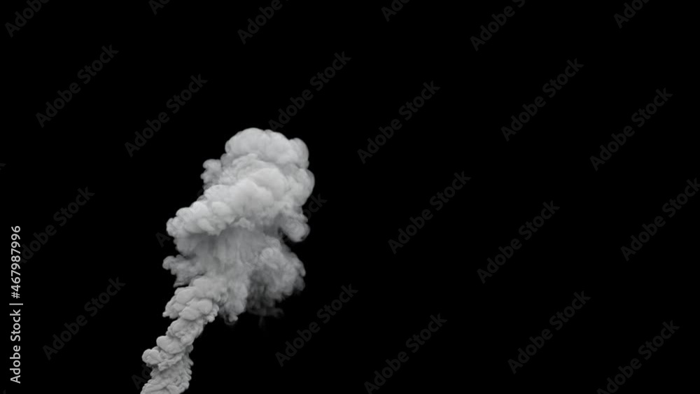grey toxic smoke emission from nuclear power plant on black, isolated grey toxic smoke emission from nuclear power plant on black, isolated