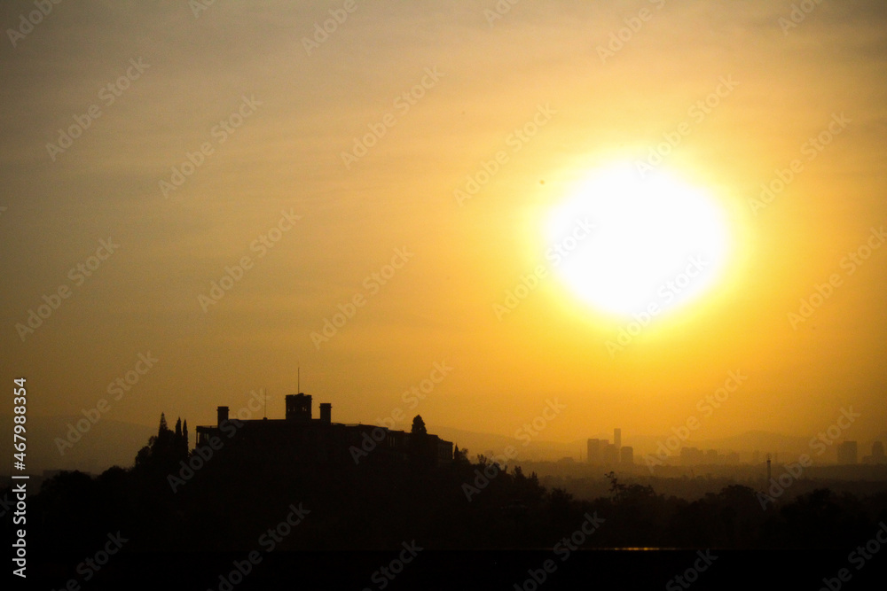 sunset over the city