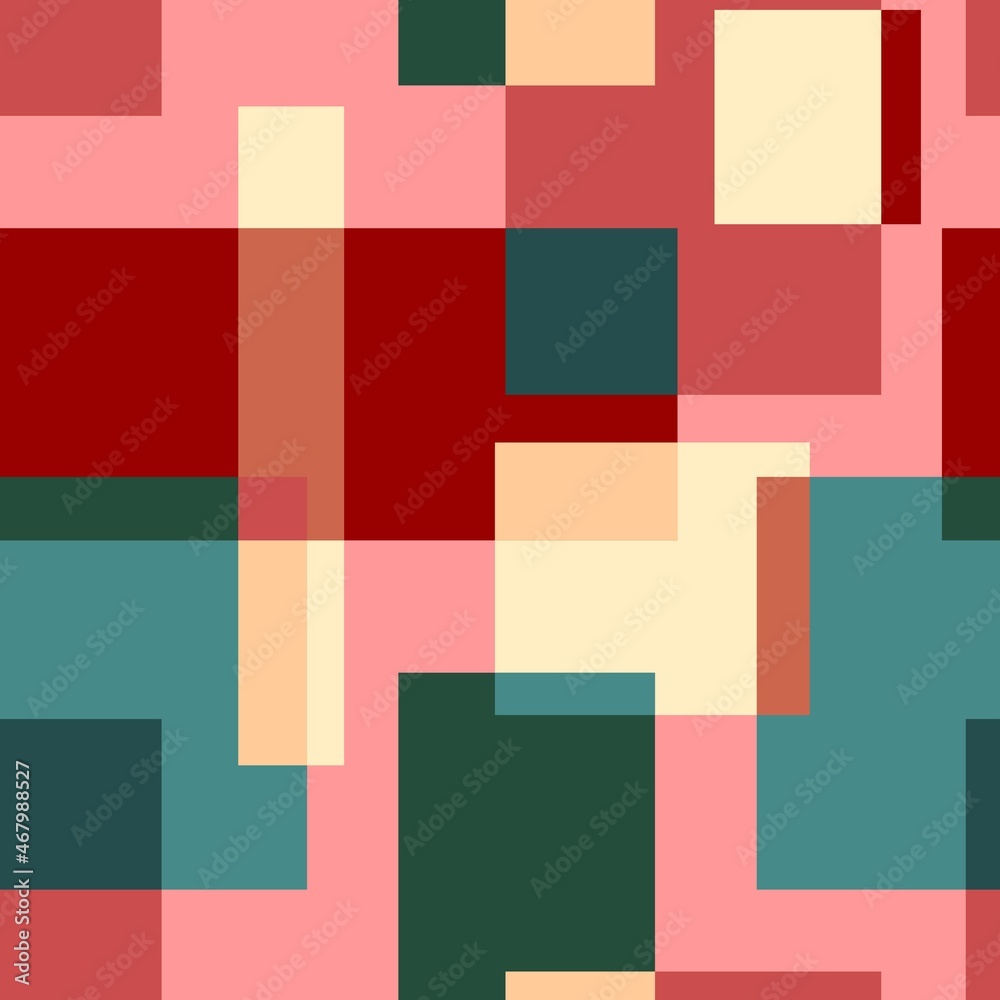 Seamless abstract multicolored pattern with intersecting rectangles. Vector design.