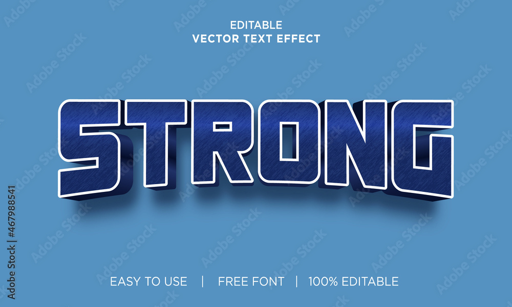 Strong editable 3D text effect Premium Vector