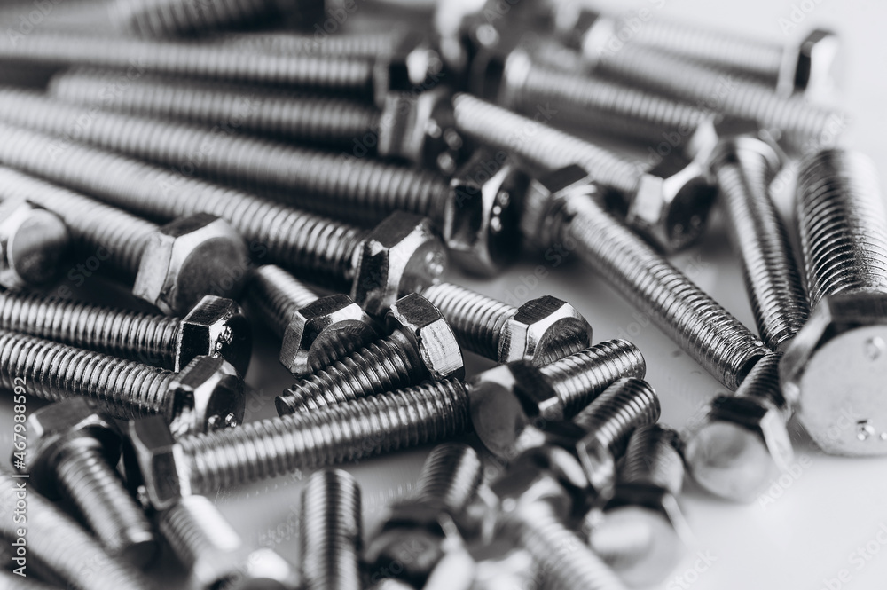 Many bolts on a white background Many bolts on a white background