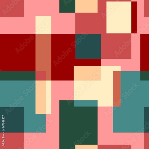 Seamless abstract multicolored pattern with intersecting rectangles. Vector design.