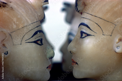 Egypt, Cairo. Alabaster canopic jars at The Egyptian Museum of Antiquities