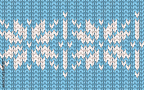 Scandinavian knitting texture vector seamless pattern baby blue and white