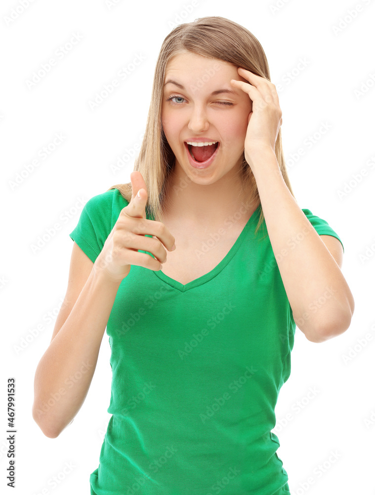 Portrait of happy girl , laughing at camera Portrait of happy girl , laughing at camera