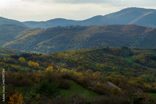 Paesaggio montagnoso con i colori dell'autunno