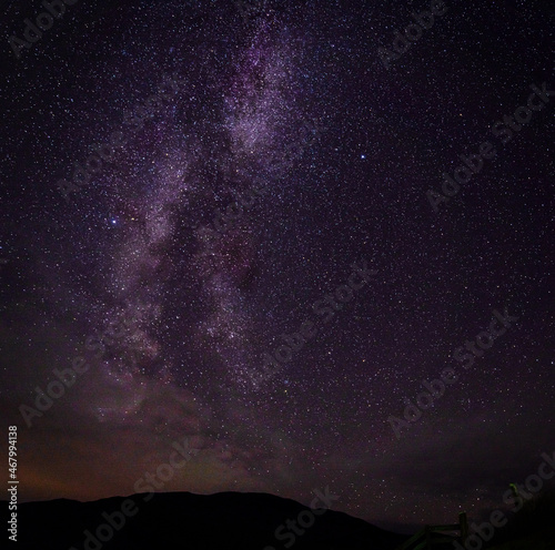 A square autumnal image of the clear night sky and Milkyway above Fort William, Lochaber, Scotland photo