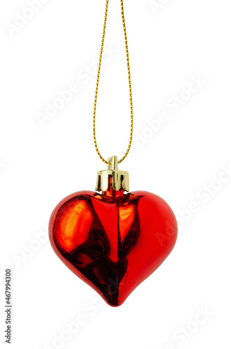Red Christmas Heart bauble isolated on white background