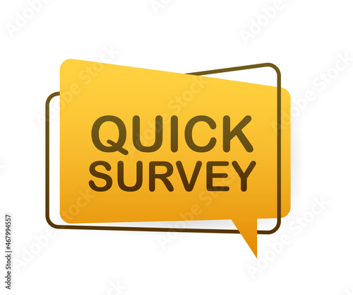 Megaphone label with quick survey. Megaphone banner