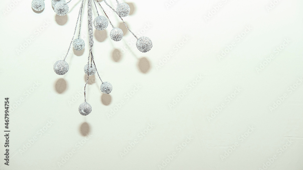 Obraz premium creative inverted Christmas tree made of silver berries and branches,