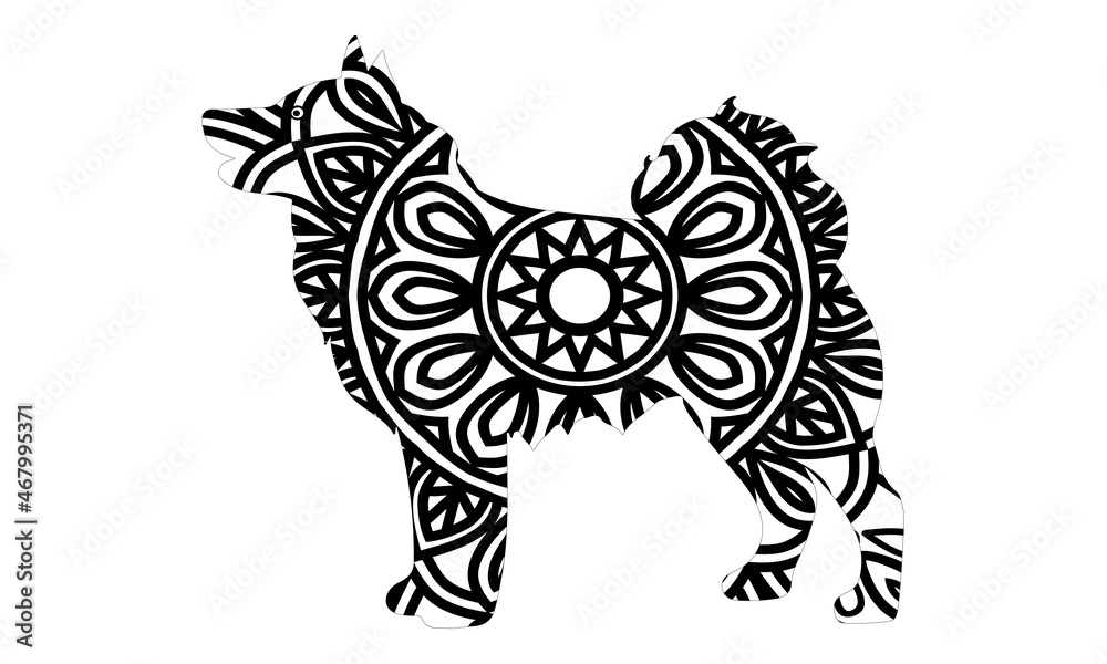 Fototapeta premium Dog Adult antistress or children coloring page. Hand drawn animal doodle. Sketch for tattoo, poster, print, t-shirt . Vector illustration