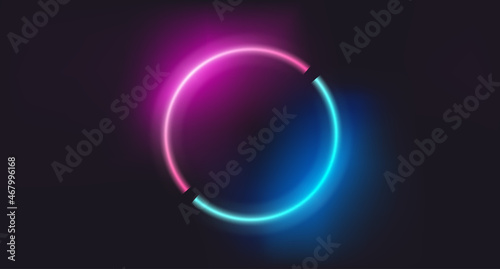 Neon glowing circle elements on dark background