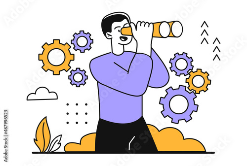 Concept of searching and looking into future