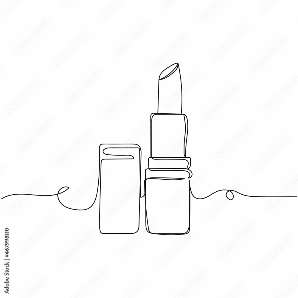 Vector continuous one single line drawing icon of lipstick cosmetics ...