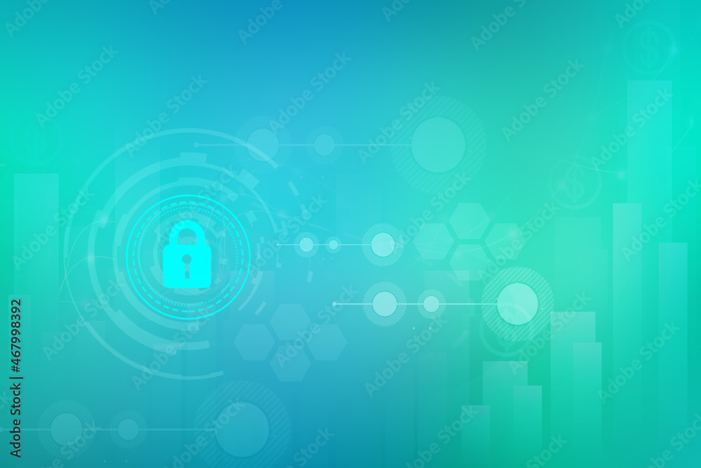 Obraz premium 2d illustration lock security with futuristic background