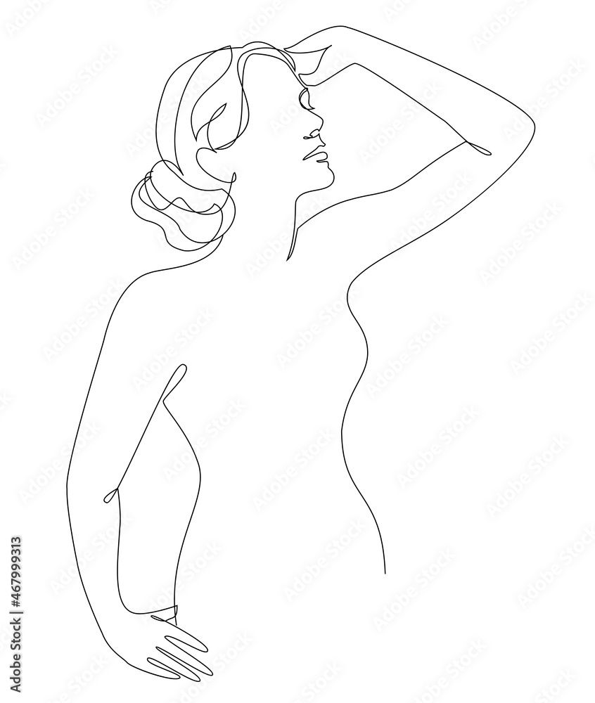 Silhouettes of a girl in a modern one line style. Continuous lady line drawing, aesthetic outline for home decor, posters, wall art, stickers, logo. Vector illustration. Silhouettes of a girl in a modern one line style. Continuous lady line drawing, aesthetic outline for home decor, posters, wall art, stickers, logo. Vector illustration.