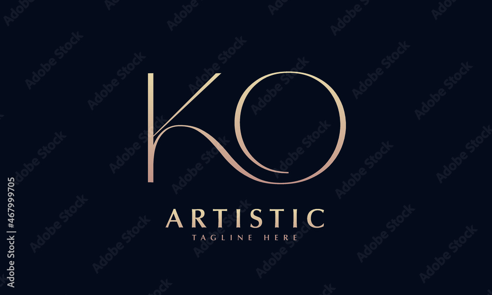 Alphabet KO or OK illustration monogram vector logo template - obrazy, fototapety, plakaty 