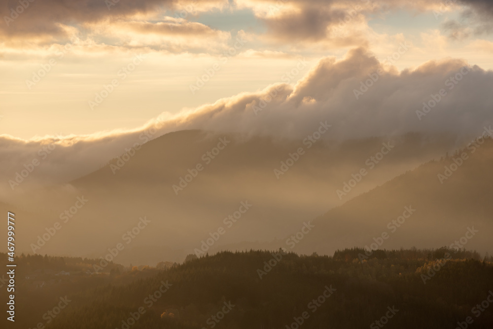 Mist in the mountains in autumn. Mist in the mountains in autumn.