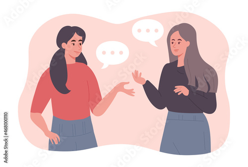Two women talking to each other concept