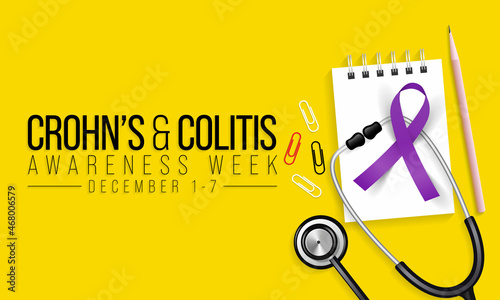 Crohn's and Colitis Awareness Week is observed every year in December, are diseases that inflame the lining of the GI tract and disrupt body's ability to digest food, absorb nutrition. vector art