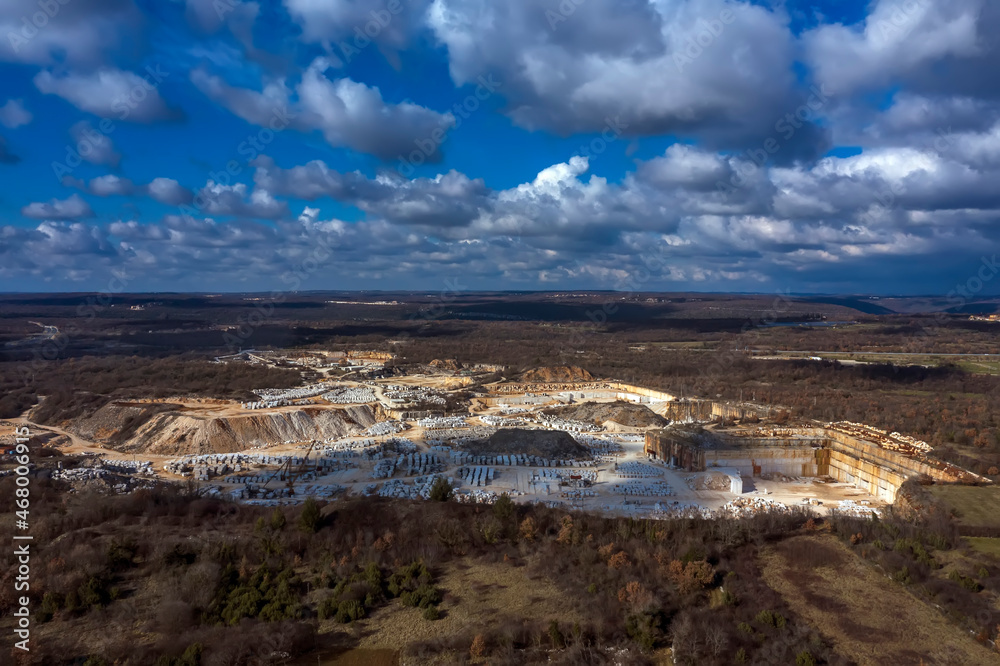 An aerial shot of quarry