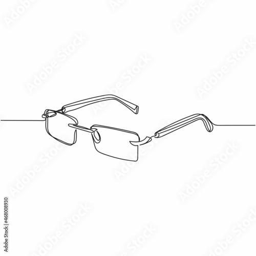 Vector continuous one single line drawing icon of rimless eye glasses in silhouette on a white background. Linear stylized.