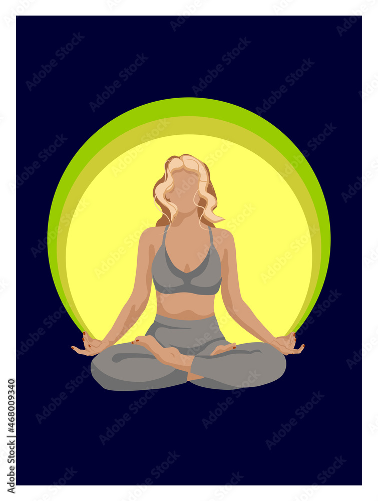 Color drawing of a girl doing yoga with background. Color drawing of a girl doing yoga with background.