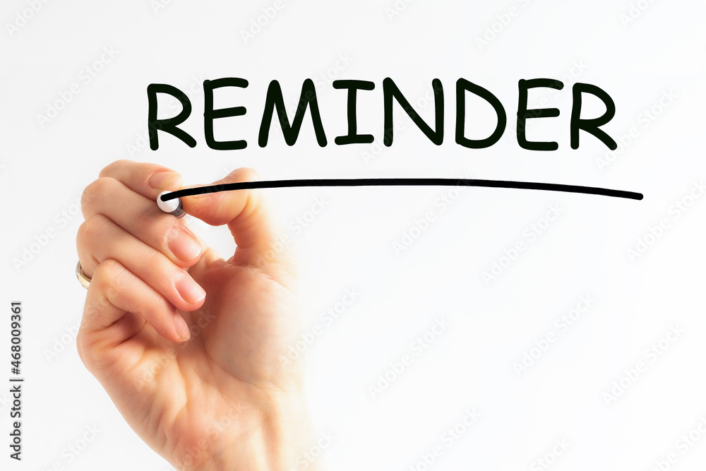 hand writing inscription REMINDER with marker, concept, stock image. hand writing inscription REMINDER with marker, concept, stock image.