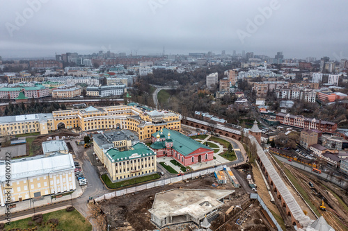 a panoramic view from a drone of the historical center of Nizhny Novgorod on a cloudy autumn day  © константин константи