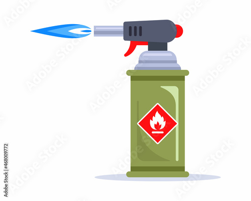 blowtorch with blue flame for construction. flat vector illustration isolated on white background. photo