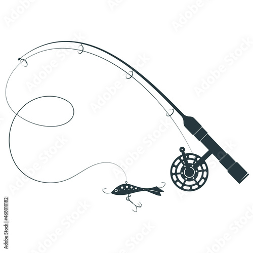 Fishing rod for winter fishing. Reel and bait on the line