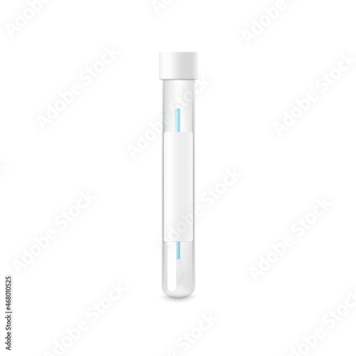 Covid-19 smear test tube with cotton swab realistic vector illustration isolated.