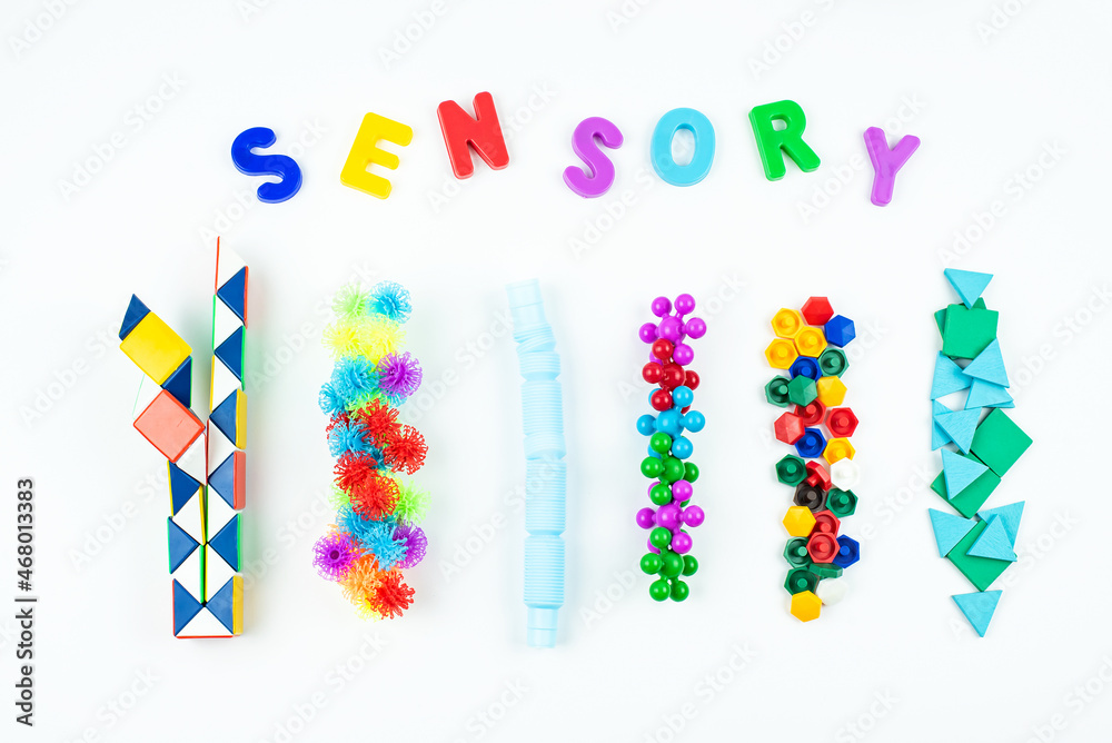 Sensory word and sensory toy for kid. Sensory training, fine motor