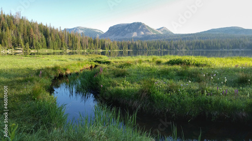 Scenery with the Mirror Lake in the background of the Bald Mountain, Utah, USA photo