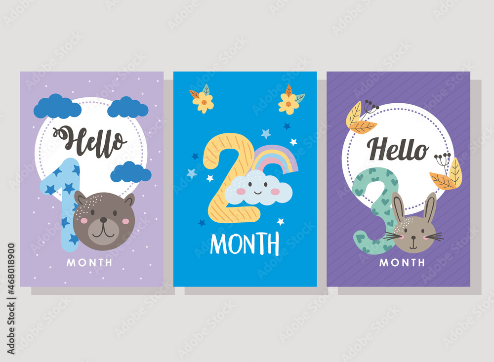 Plakat baby month cards