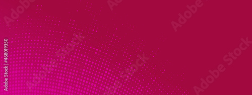 Pink dots on magenta banner. Curved reticulate or dotted texture. Dotted template for ​tecnology or business concept.