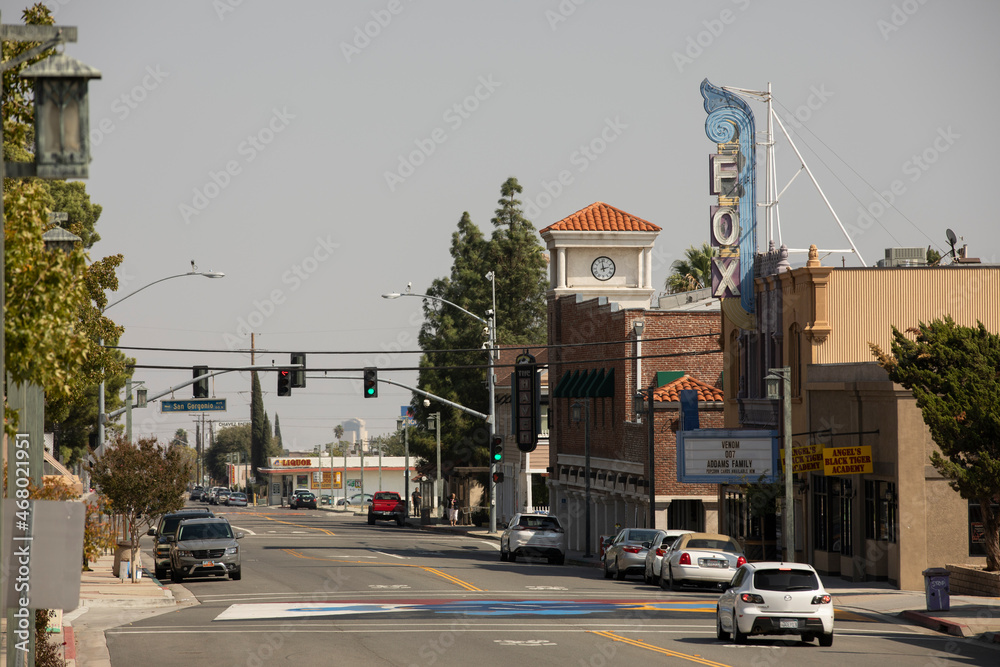 Banning, California, USA October 11, 2021 Cars move through Ramesy