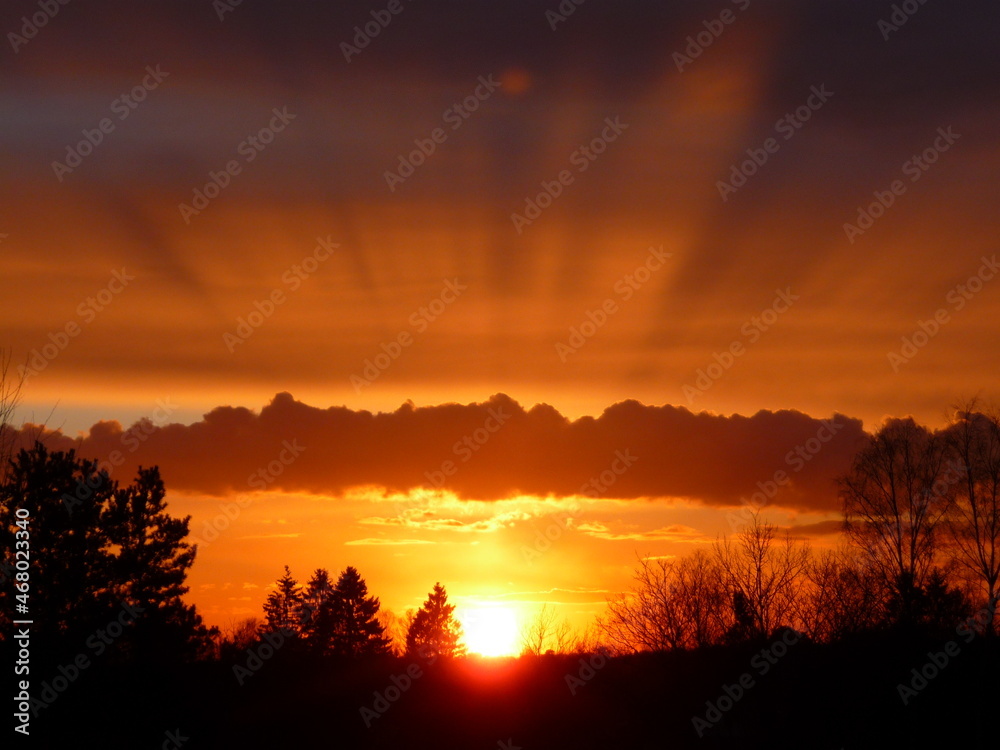 Fototapeta premium sunset over the river