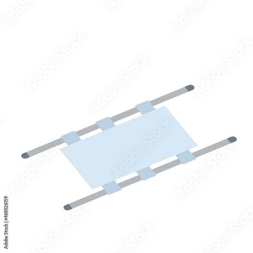 Medical stretcher for transporting patients in hospital. Flat cartoon illustration