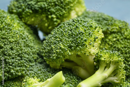 Healthy broccoli cabbage on color background, closeup