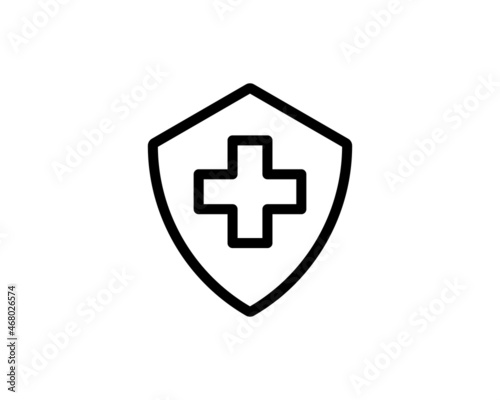 Free Download Shield protection medical cross black icon design. Medicine health care sign. Vector illustration. - GFXLoad