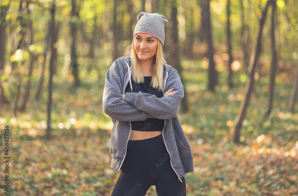 woman portrait in autumn forest woman portrait in autumn forest