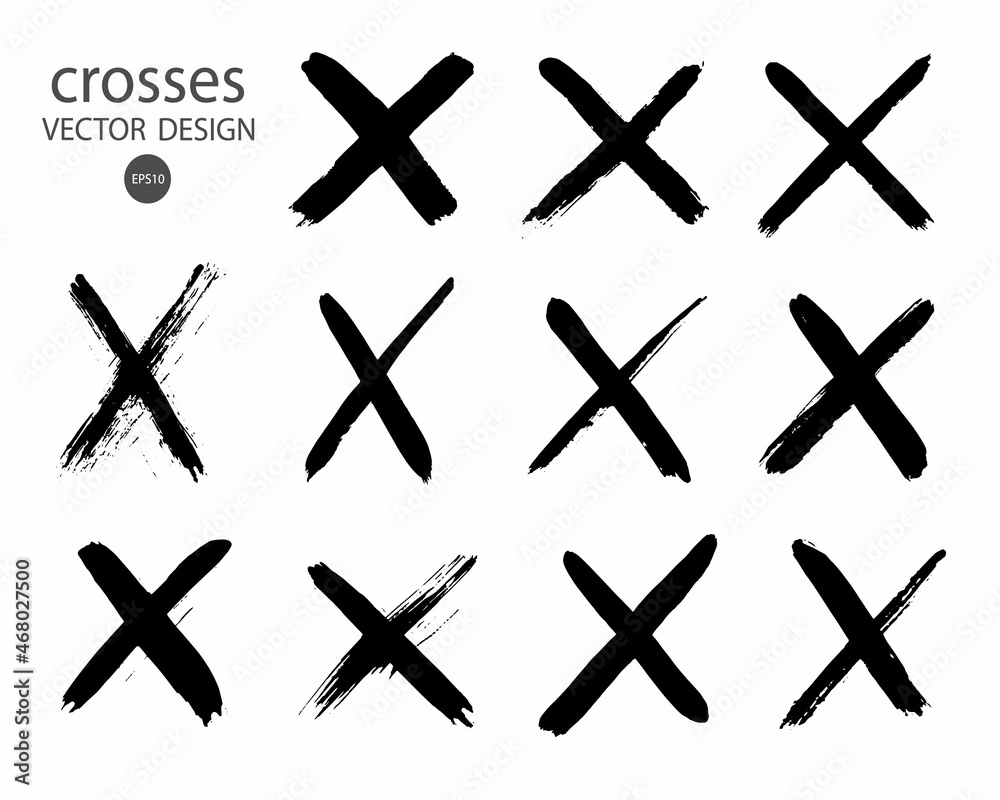 Obraz premium X black label.Cross graphic symbol of the sign.Crossed brush strokes