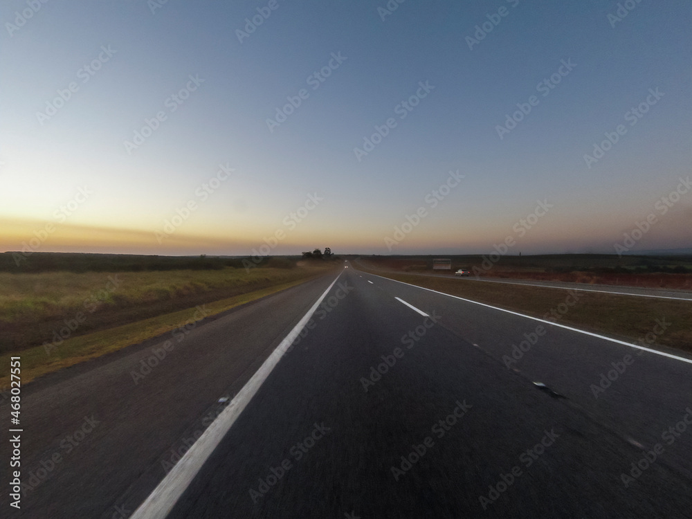 Sunset in a brazilian highway