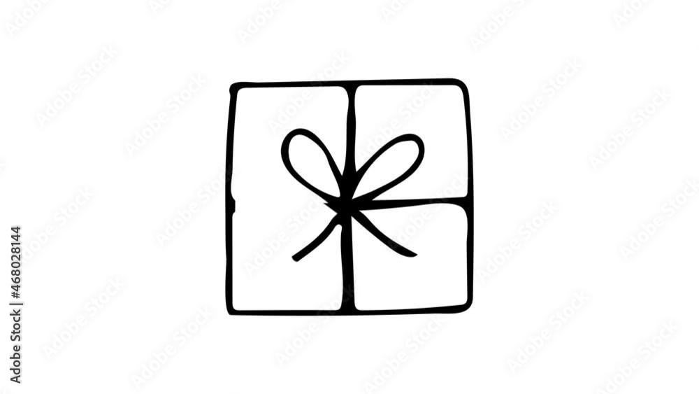 Doodle animation of gift box. Drawing animation of gift box. Present box doodle video. Doodle animation of gift box. Drawing animation of gift box. Present box doodle video.