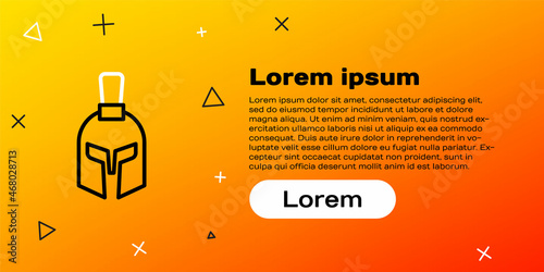 Line Greek helmet icon isolated on yellow background. Antiques helmet for head protection soldiers with a crest of feathers or horsehair. Colorful outline concept. Vector