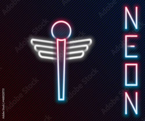 Glowing neon line Caduceus snake medical symbol icon isolated on black background. Medicine and health care. Emblem for drugstore or medicine, pharmacy. Colorful outline concept. Vector