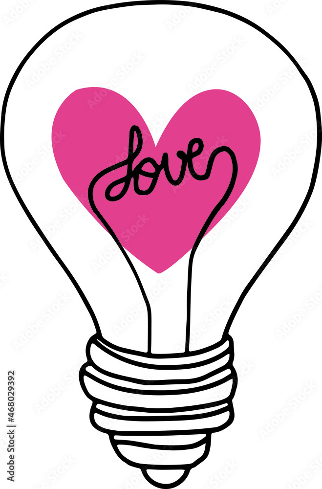Vector illustration of Love light bulb, love lights, cutting files and designs for clothes, t-shirts, glasses, caps, mugs, vinyl and others Vector illustration of Love light bulb, love lights, cutting files and designs for clothes, t-shirts, glasses, caps, mugs, vinyl and others