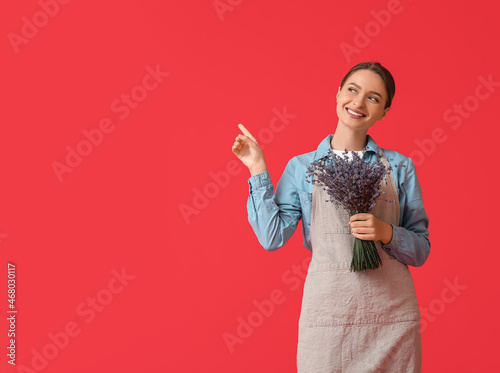 Female gardener with lavend...