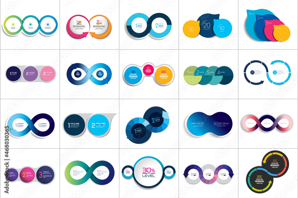 Big set of circle, round diagrams, steps charts, infographic schemes ...